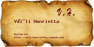 Váli Henrietta névjegykártya